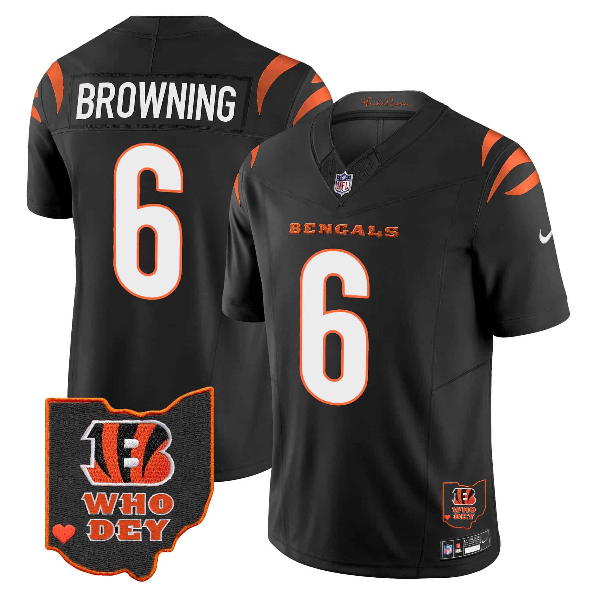 Men Cincinnati Bengals #6 Browning Black 2024 Nike Patch Vapor Limited NFL Jersey style 1->indianapolis colts->NFL Jersey